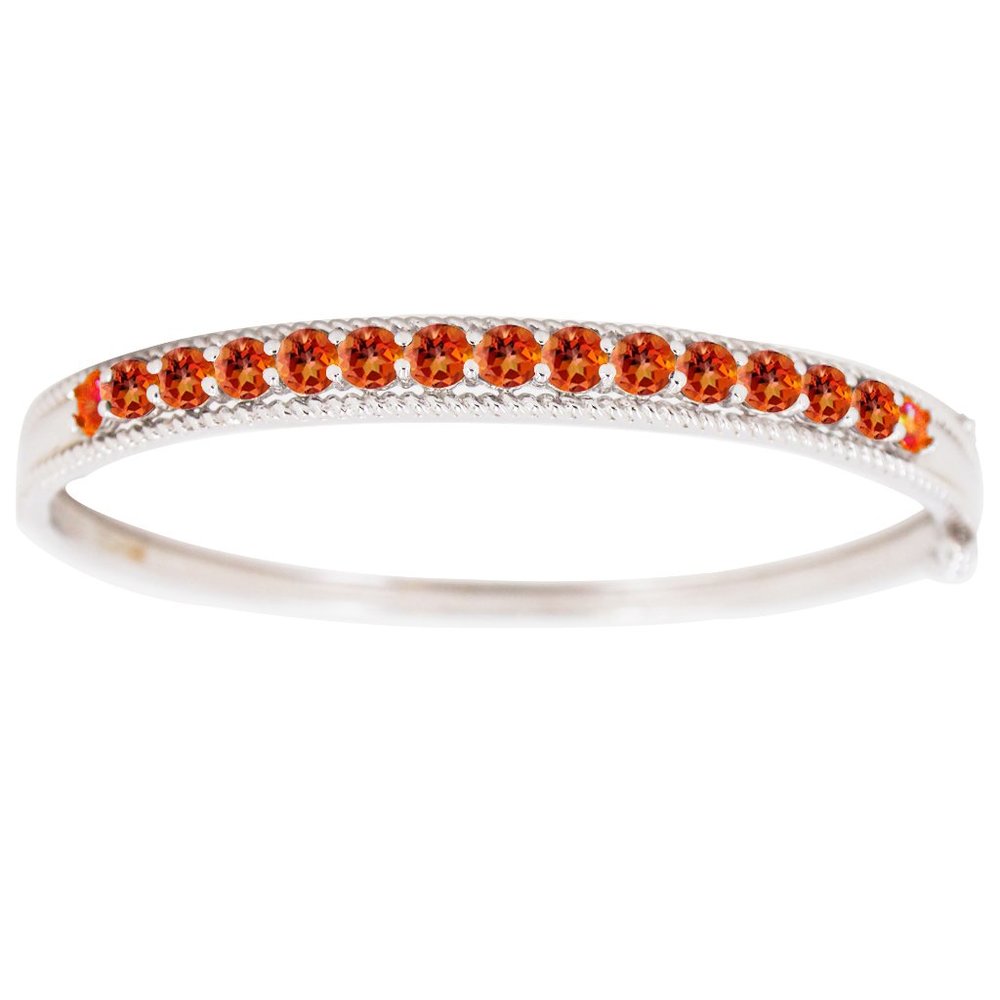 V3 Jewelry Sterling Silver with Fire Topaz Bangle Bracelet